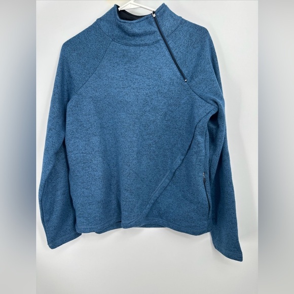 Aventura Clothing Harlow Zip Neck Top Blue Size Large Velvet Fleece NWOT - Picture 1 of 4